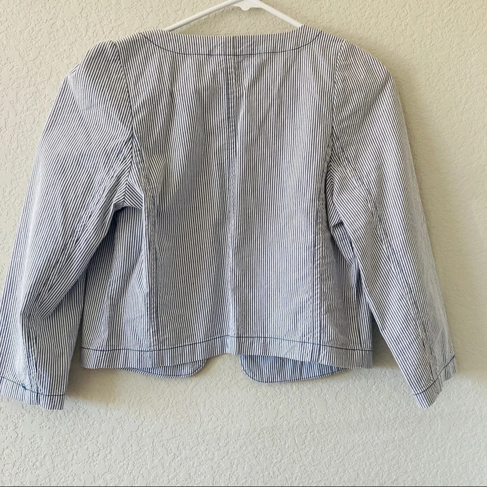 Frenchi Blue White Pinstripe Cropped Jacket Medium